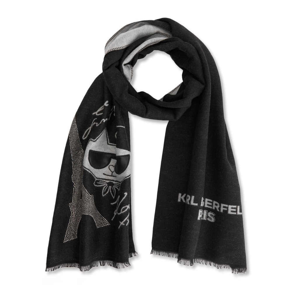 SCARF CHOUPETTE AND KRYSTAL EIFFEL MUFFLER SCARF Unisex black/grey embellished